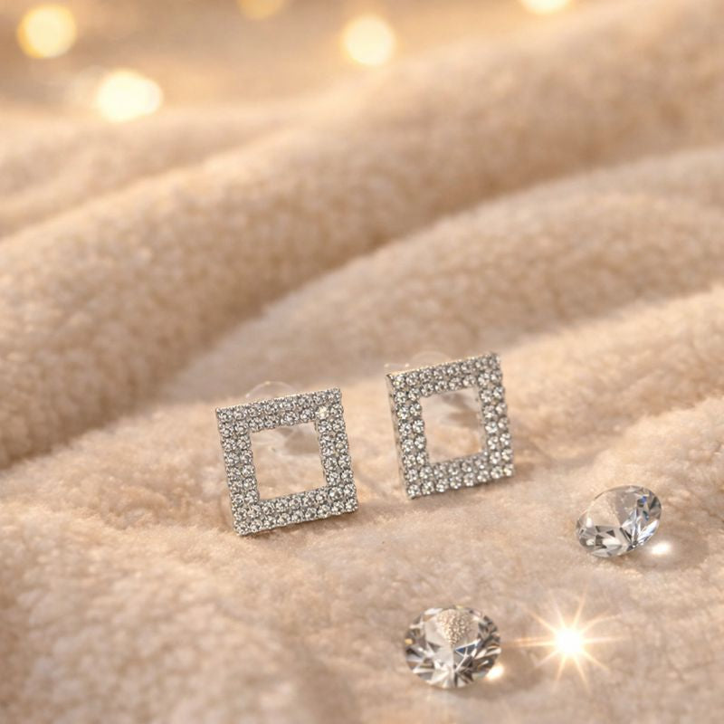 Crystal Square Statement Earrings