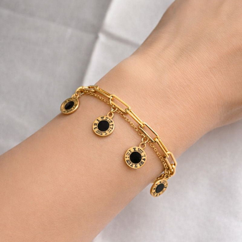 Roman Numeric Bracelet (Black stone)