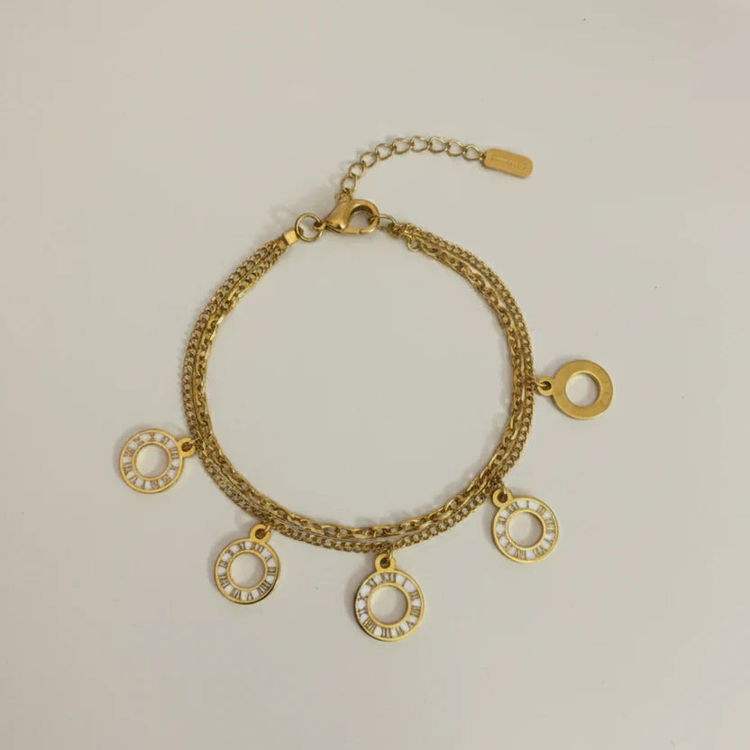 Double Layered Roman Charm Bracelet – Gold